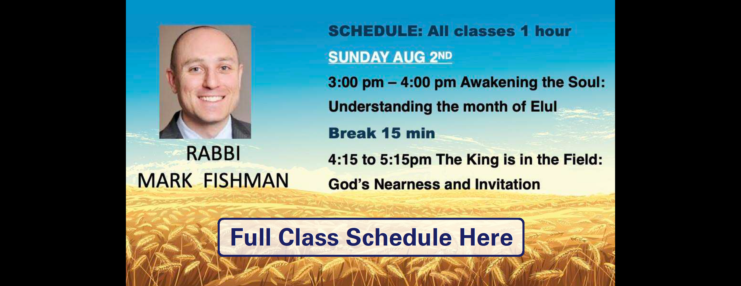 Rabbi Mark Fishman August 2026 Schedule